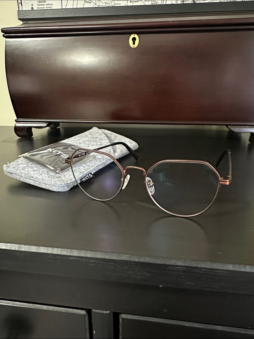 Geometric Metal Frame Eyeglasses in Copper Colour.